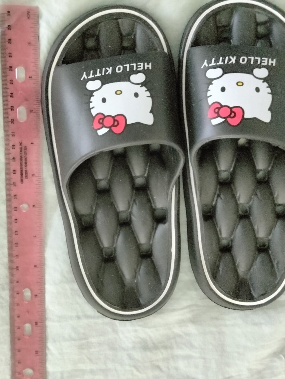 Hello Kitty Black Slide Sandals with Pink Bow Accent